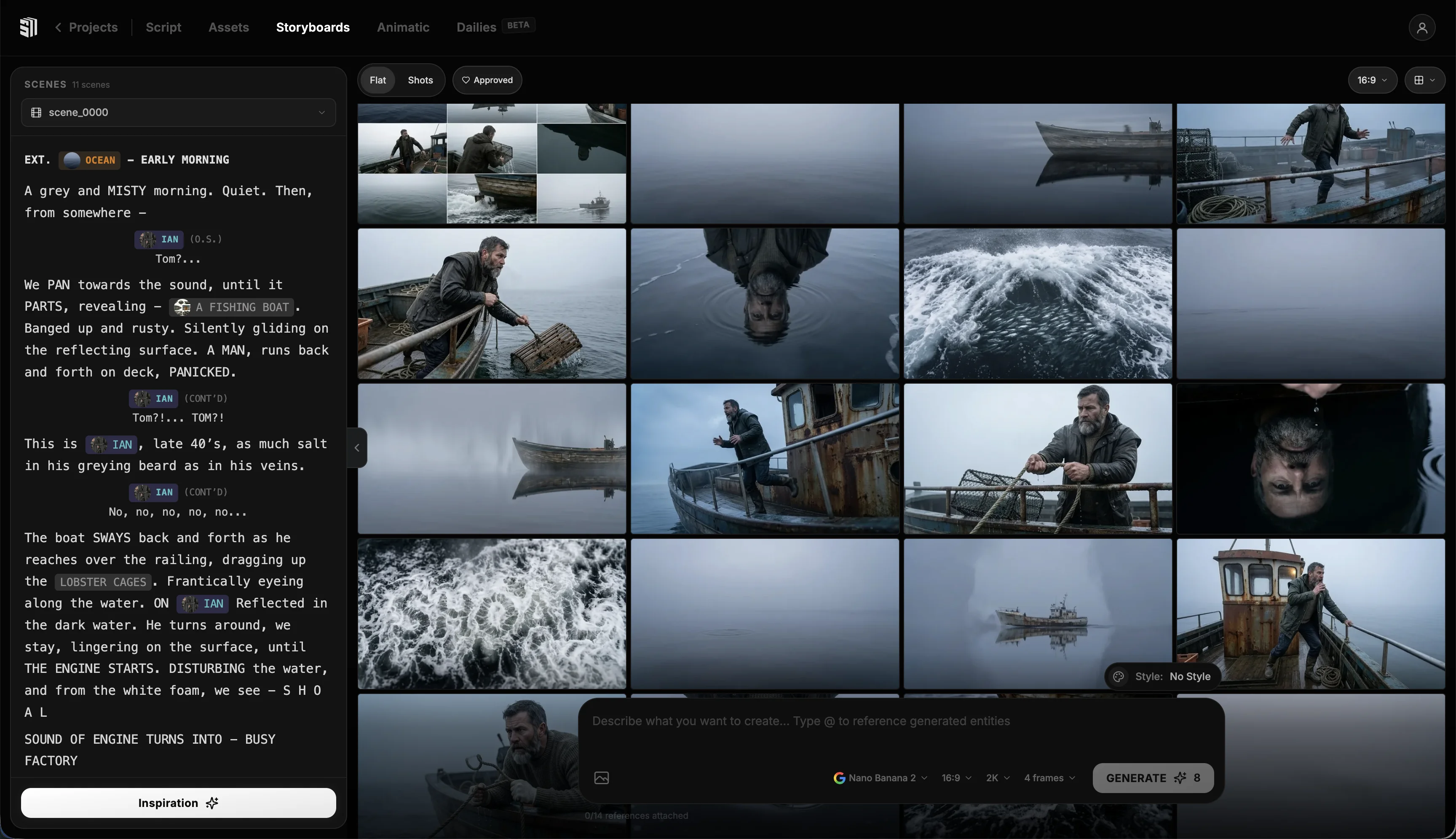 Generate shots & storyboards